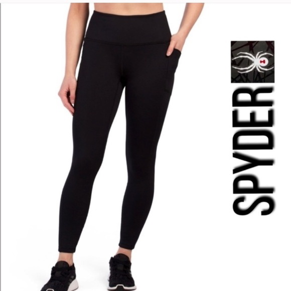 Spyder Pants - Spyder Active Black Pocket Crop Leggings 24”